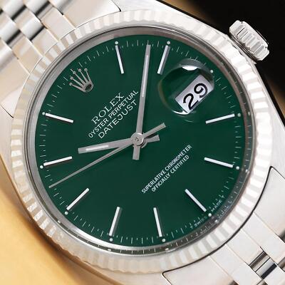 Rolex Uomo Datejust 16014 18K Oro Acciaio Inox Quadrante Verde