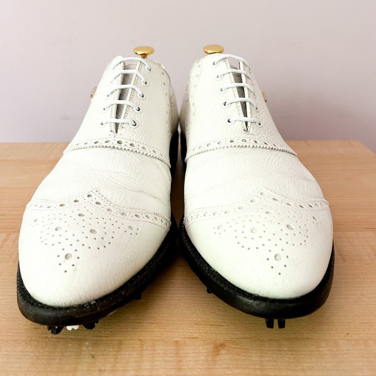 VINTAGE FootJoy Classics White Leather brogue shield tip golf