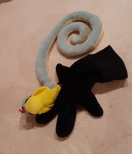 Schlange als Handpuppe, grün-gelb-schwarz, Kuscheltier/Stofftier - Bild 6 von 8