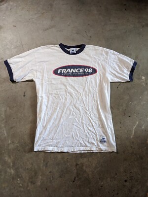 '98フランスWC adidas大会公認Tシャツ(希少デザイン) France 1998 Coupe Du Monde Adidas Doublesided Vintage T-Shirt Size