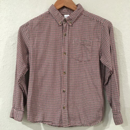 Gymboree Boys Sz 8 Shirt Red Houndstooth Flannel Button Up 100% Cotton Preppy