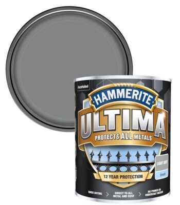 Hammerite Ultima Smooth Matt schützt Ganzmetalllack 750ml hellgrau glatt