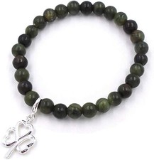 Irish Connemara Marble Stretch Bracelet with Shamrock