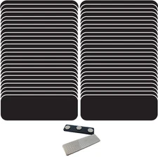 100 BLANK 1 X 3 BLACK  /  WHITE NAME BADGE KIT (U)  1/4" CORNERS MAGNETS 