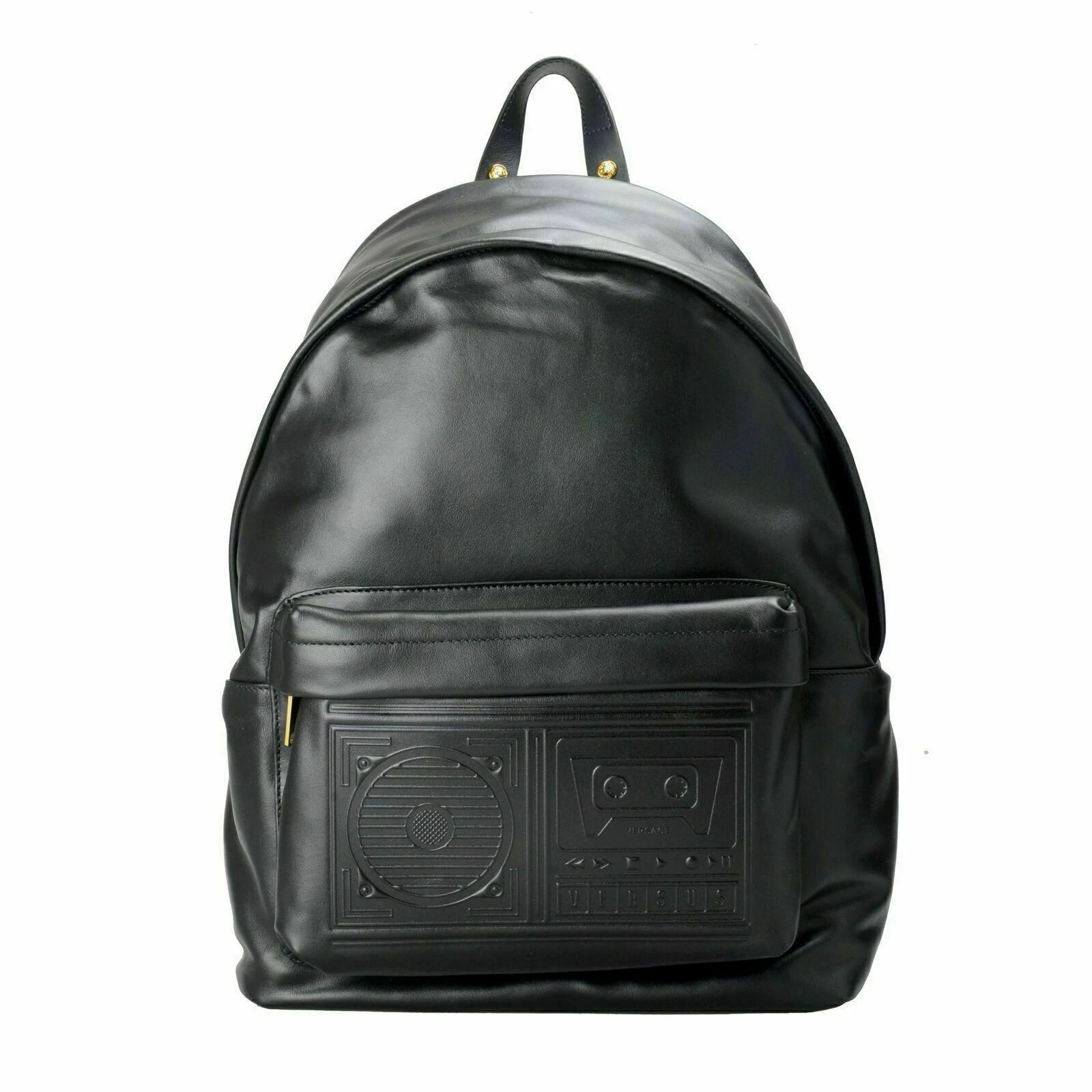 Versace — Versace Versus 100% Genuine Leather Black Unisex Backpack