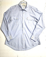 Tommy Hilfiger Vintage Shirt Men Large Light Blue Striped Button Up Long Sleeve