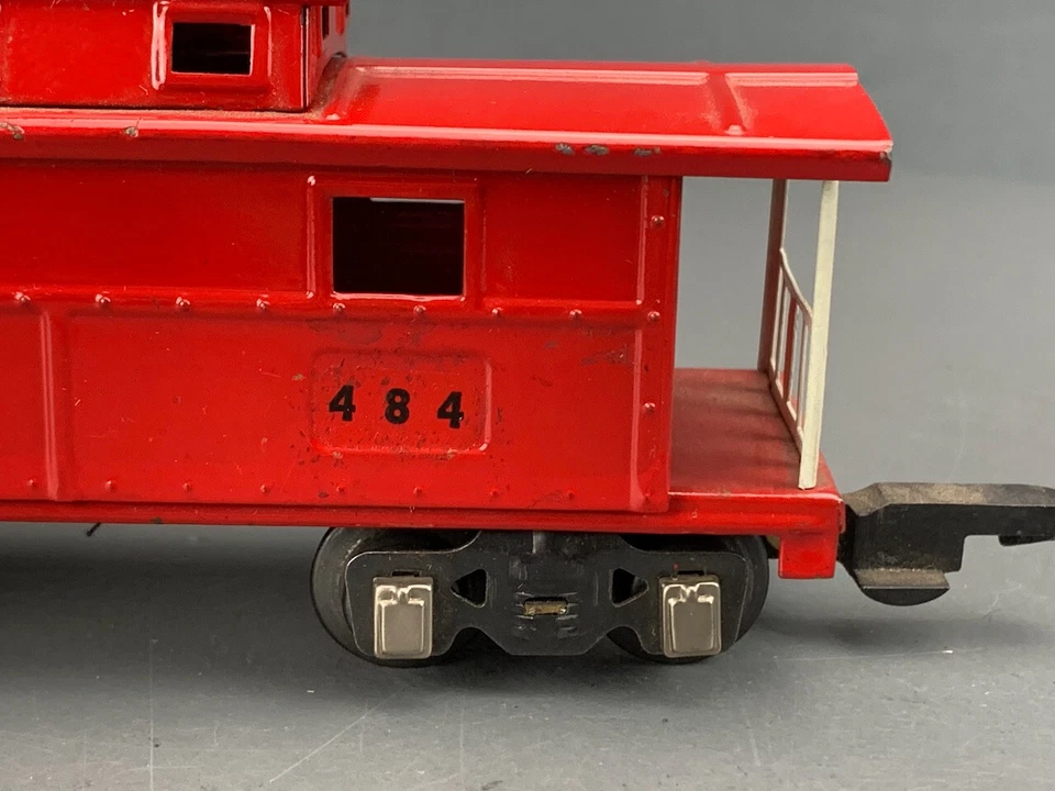American Flyer Prewar Tinplate #484L Caboose, Red, Illuminated S0148 - Image 3 of 4