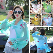 Summer Ladies Shawl Poncho Chiffon Scarf Coat Blouse Tops Beach Bikini Cover Up