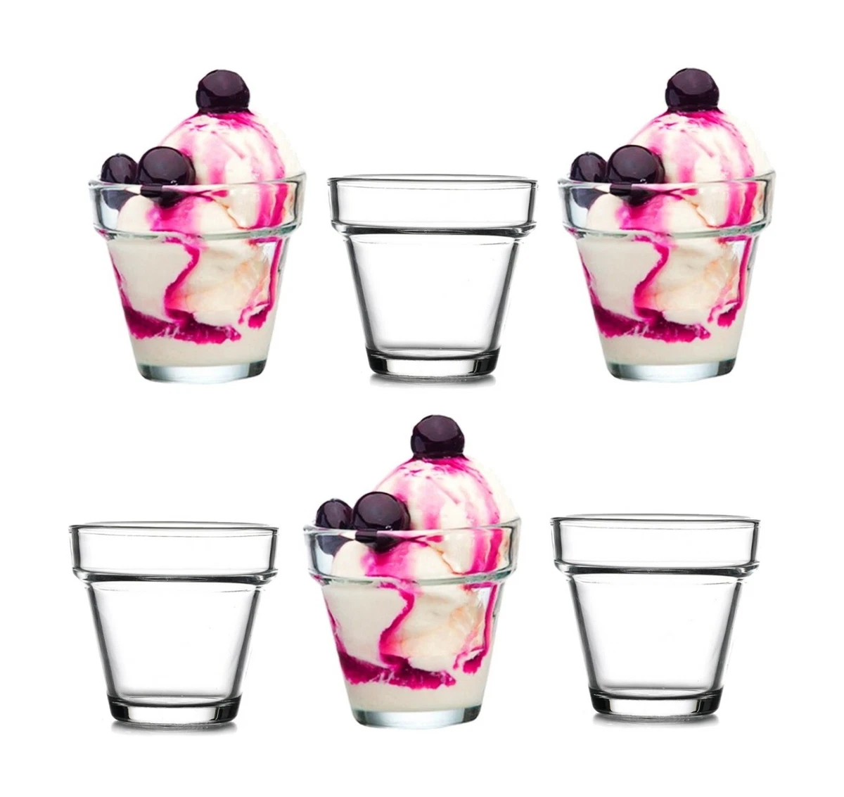 6 Pieces Glass Dessert Cups Glasses Appetizer Mousse Canape Party