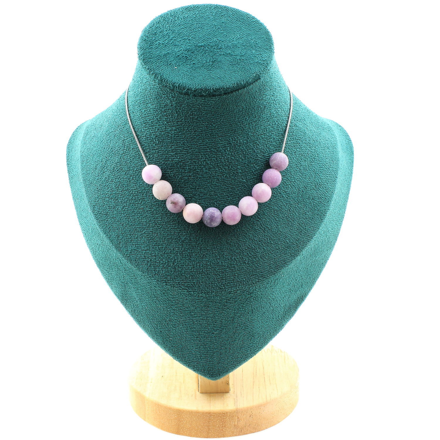 Collier perles Mica violet mat 8 mm chaine minéraux et pierres précieuses