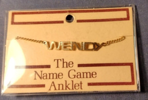 Authentic NOS Vintage The Name Game "WENDY" Anklet Gold Plated Personalized