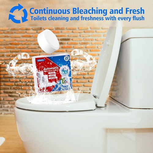 Toilet Bowl Cleaner Tablets 20 PACK Bathroom Toilet Tank Cleaners with Bleach - Picture 2 of 6