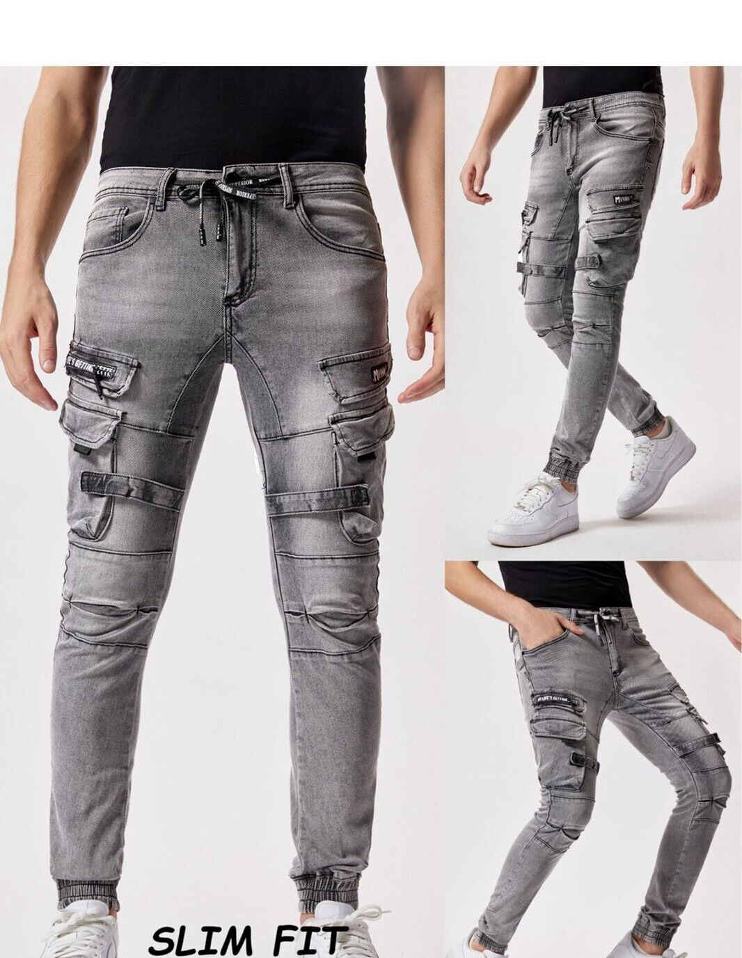 Men's Slim Fit Stretch Skinny Jeans Cargo Pants UK Sizes