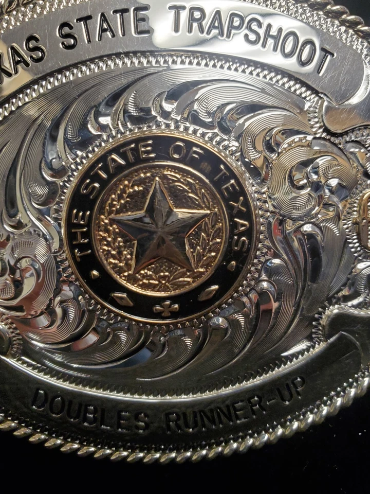 Hebilla de trofeo de plata esterlina Texas State Trapshoot como nueva (nunca usada) Foto 2 de 4