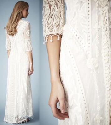 white christmas dresses Li White Crochet Long Sleeve Mini Dress - US 2