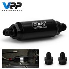 Racing Inline Aluminum Oil Fuel Filter AN6 AN8 Fitting With 100 Micron Filter