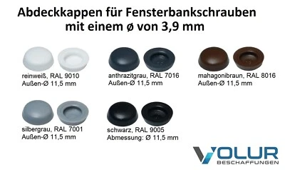 MARKENLOS Abdeckkappen für Fensterbankschrauben in RAL-Farben