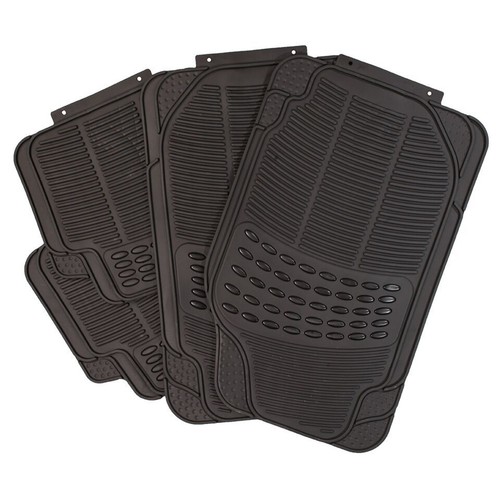 4 x Piece Set HEAVY DUTY Universal Black Rubber Winter Car Mats Non
