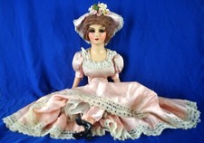 1920s ANTIQUE BOUDOIR, BED DOLL ART DECO GIRL, ALL ORIGINAL 28", COMPOSITION