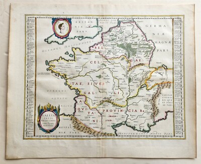 1640 MAP of ANCIENT FRANCE by WILLEM BLAEU antique AUTHENTIC hand