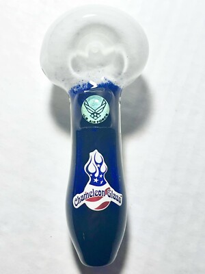 Chameleon Glass Faded Frit Air Force Tobacco Hand Pipe Spoon