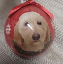 Labradoodle Dog Christmas Ornament, 3" Round Shatterproof , E, S