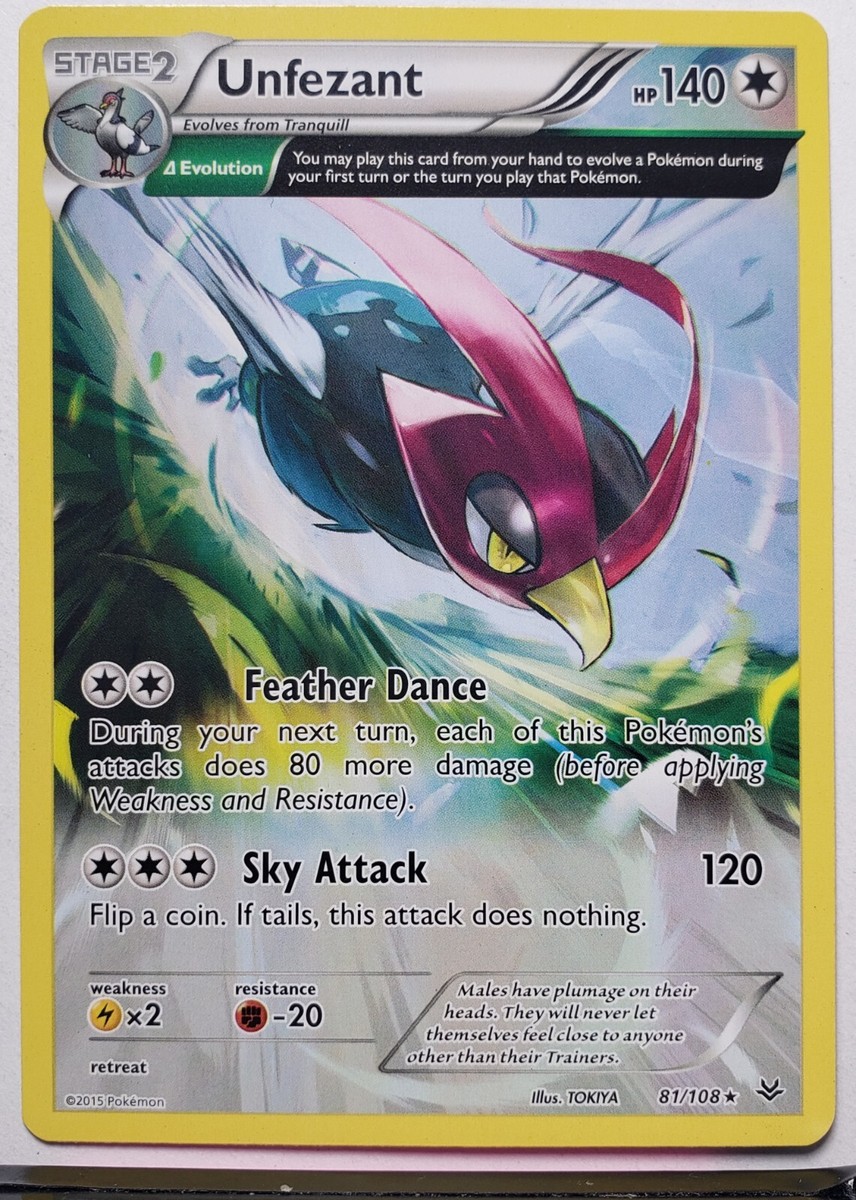 Unfezant 81/108 VLP / NM - Rare XY Roaring Skies Pokemon Card