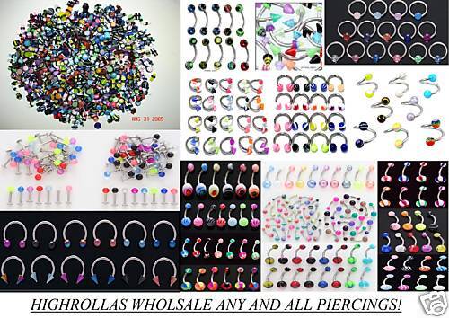 1000+ PC Body Jewelry Tongue-Belly-Eyebrow-Lip-Labret-Captive Rings-Ear Plugs-CZ - 第 1/1 張圖片