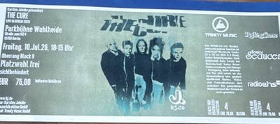The Cure 1 Ticket Live Berlin 10.07.2026 Parkbühne Wuhlheide Oberrang Block 9