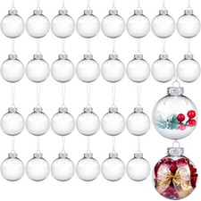 30 Pack Plastic Christmas Ornaments Balls Clear Plastic Fillable Ornament Bal...