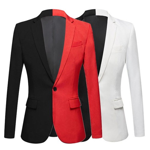 Formal Para Hombres Dos Tonos Empalme Chaqueta Traje Blazer Abrigo Baile de graduación Disfraz Empalme Color - Imagen 2 de 18