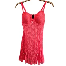 Smart & Sexy Coral Lace Babydoll Lingerie Chemise Slip Nightie - 36C