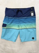 O'Neill Board Short Swim 34 Multi Blue Lennox Stripe Stretch 21" Pool 10" Inseam