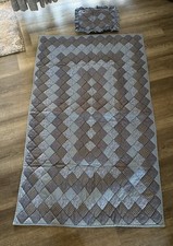 NEW SHADES OF BLUE HAND 100 COTTON QUILTED CRIB QUILT  TRAVEL PILLOW COVER