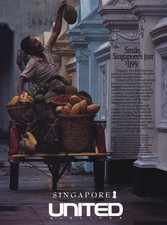 1989 United Airlines: Smile Singapore Vintage Print Ad