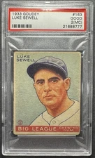1933 Goudey Set Break Luke Sewell #163 PSA 2