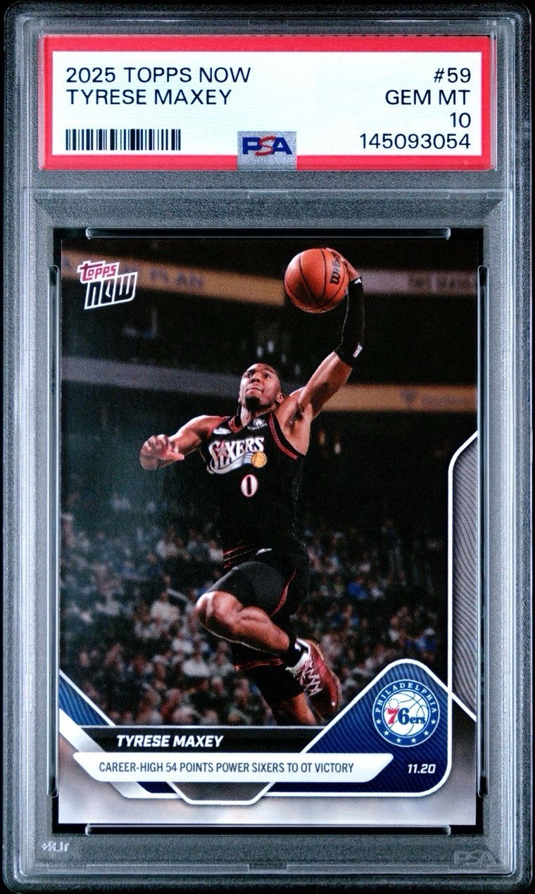 2025 Topps Now # 59 Tyrese Maxey PSA 10 Card GEM MINT! Trusted Seller! Free Ship