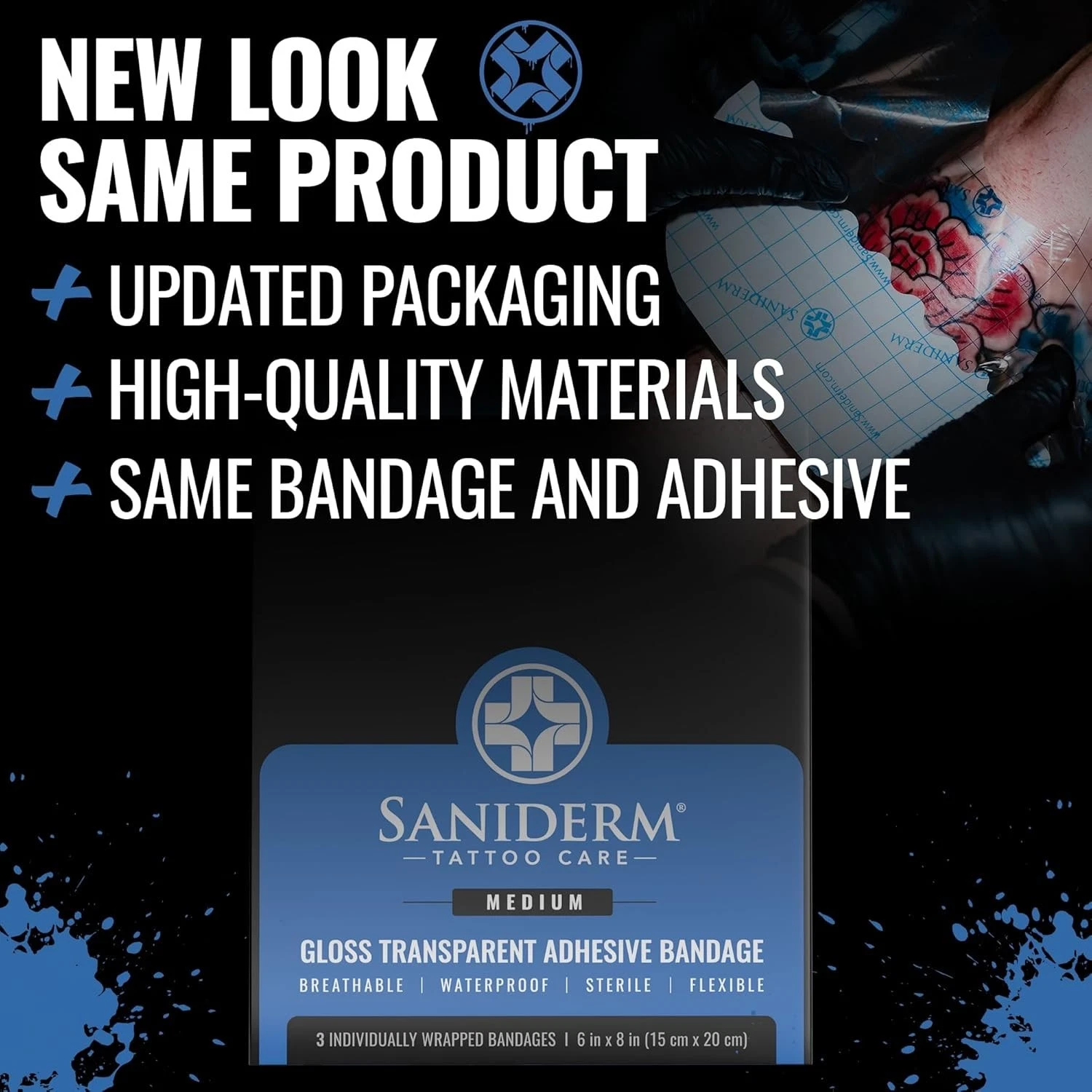 2 Saniderm Tattoo Aftercare Bandage 6"x8" 3 Sheets/Pack M - 6 Sheets Total image 5