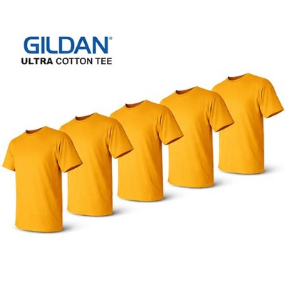 Gildan ULTRA COTTON T-Shirt 2000 Unisex Plain Short Sleeves 5-Pack Tees Bulk Lot