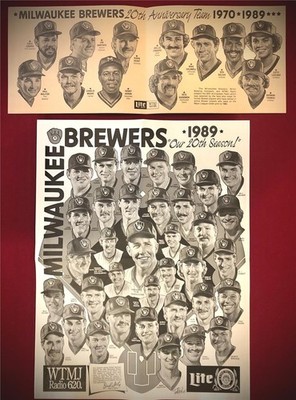 1970-1989 MILWAUKEE BREWERS 20th ANNIVERSARY TEAM ROSTER PORTRAIT + TEAM PHOTOS