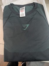 Gymshark Onyx 5.0 V5 Seamless T-Shirt - BLACK LIFT GREEN - LONG SLEEVE - LARGE
