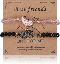 2 Pcs Best Friend Bracelet, Matching Couple Bracelets,Butterfly Bff Bracelets, 
