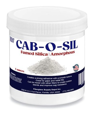 Fiberglass Supply Depot Cabosil Fumed Silica (4oz Jar) - 4 ounces, WHITE