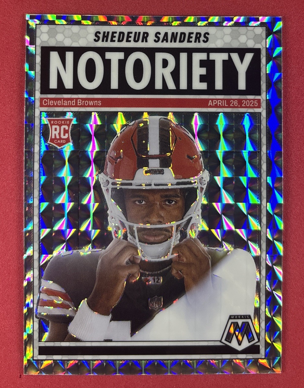 2025 Mosaic Football Shedeur Sanders RC #13 Notoriety Silver Mosaic - Browns