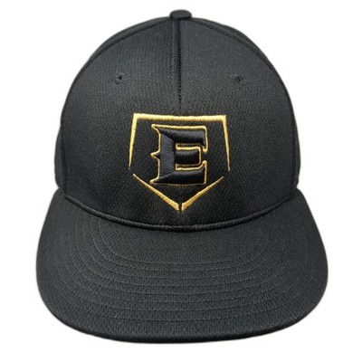 E Logo Fitted Baseball Cap Black M Embroidered Vented Holes 6 Panel Richardson
