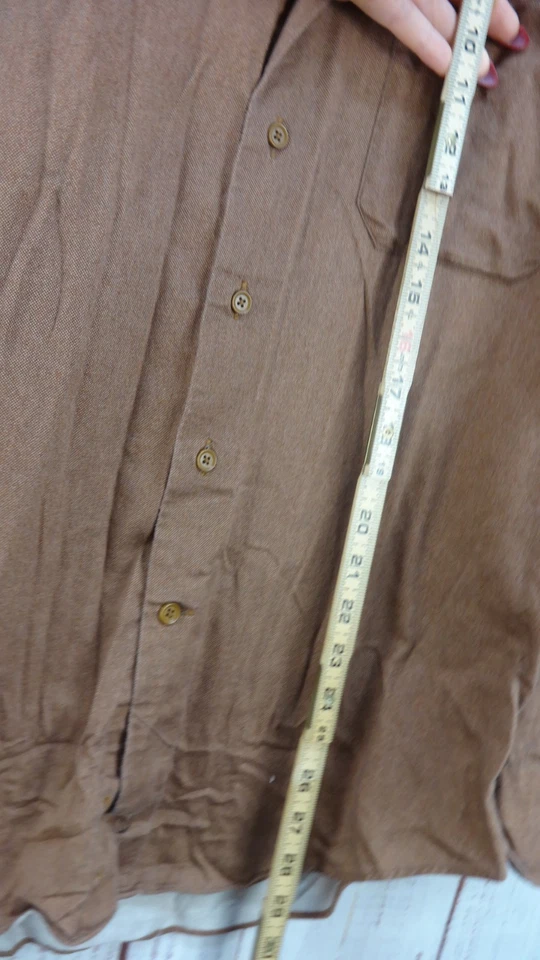 David Donahue Mens Large Button Down Dress Shirt Bronze Long Sleeves Pocket - Image 4 of 4