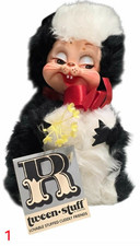 Vtg Rushton Stinky Skunk Rubber Face Plush Doll w/Flowers Star Creation Tween
