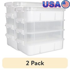 Clear 4-Tier Stackable Snap Box Craft Storage Organizer Portable Crafts Case New
