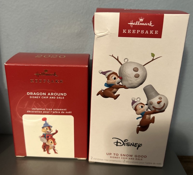 Hallmark Disney 2020 & 2024 3 Ornament Set Lot- Chip N Dale Rescue Rangers