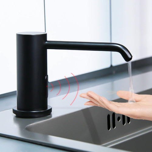 Automatic Soap Dispenser for Kitchen Sink, Matte Black Touchless Built-in Liq...